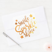 Smile Sparkle Shine White Gold Glitter Inspiration Vierkante Sticker (Envelop)
