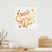 Smile Sparkle Shine White Gold Poster (Keuken)