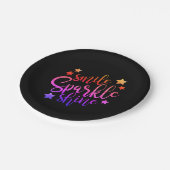 Smile Sparkle Shine Zwart Multi gekleurd Papieren Bordje (Gekanteld)