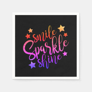 Smile Sparkle Shine Zwart Multi gekleurd Servetten