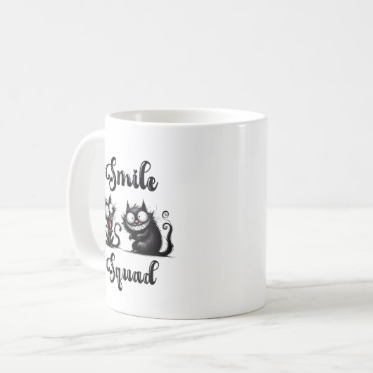 Smile Squad met grappige katten ontwerp Koffiemok (Voorkant links)