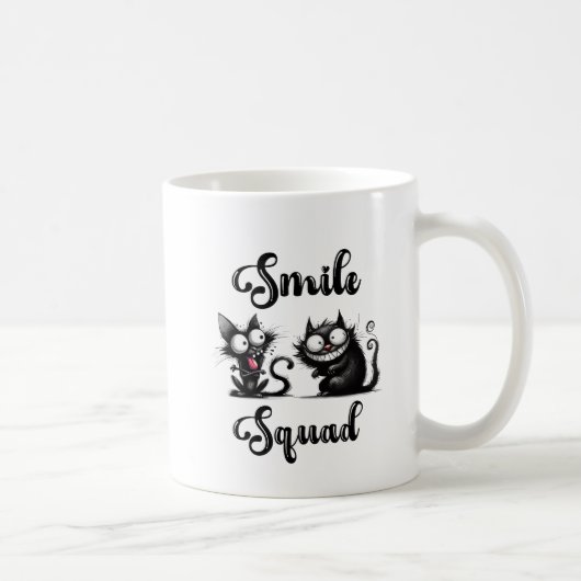 Smile Squad met grappige katten ontwerp Koffiemok (Rechts)