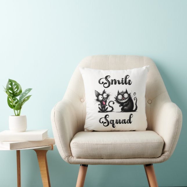 Smile Squad met grappige katten ontwerp Kussen (Stoel)