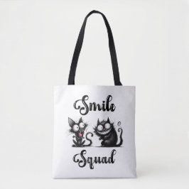 Smile Squad met grappige katten ontwerp Tote Bag