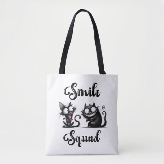 Smile Squad met grappige katten ontwerp Tote Bag (Voorkant)