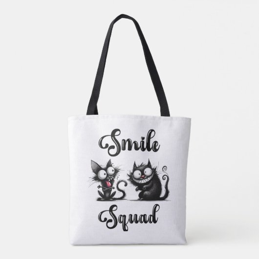 Smile Squad met grappige katten ontwerp Tote Bag (Achterkant)