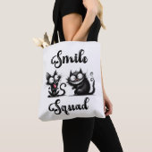 Smile Squad met grappige katten ontwerp Tote Bag (Dichtbij)