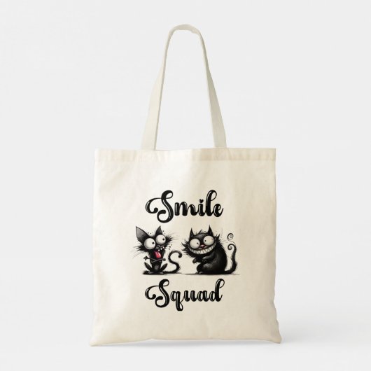 Smile Squad met grappige katten ontwerp Tote Bag (Achterkant)