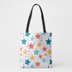 Smile Stars Fun Nursery Happy kinder Pattern Tote Bag