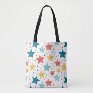 Smile Stars Fun Nursery Happy kinder Pattern Tote Bag