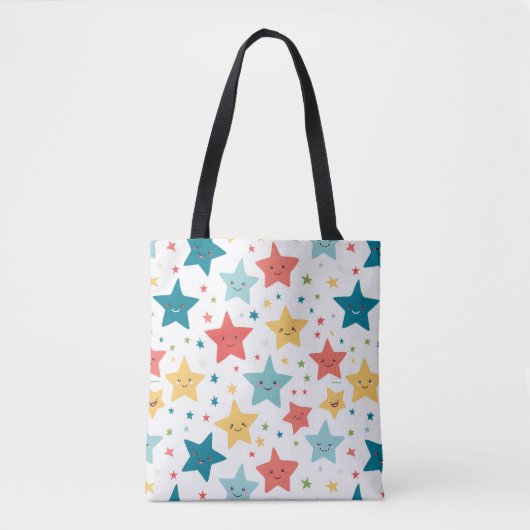 Smile Stars Fun Nursery Happy kinder Pattern Tote Bag (Voorkant)