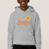 Smile Sunflower Kids’ Hoodie | Positive Vibes  (Voorkant)