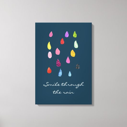Smile through the rain quote canvas afdruk (Voorkant)
