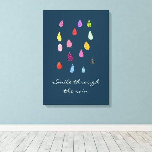 Smile through the rain quote canvas afdruk (Insitu (Houten vloer))
