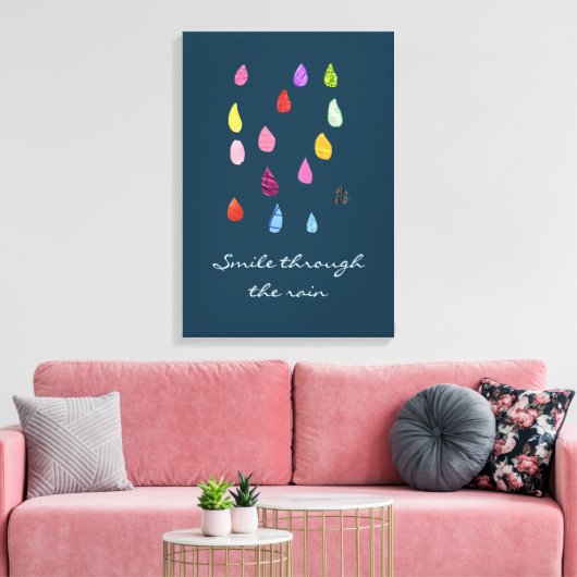 Smile through the rain quote canvas afdruk (Insitu (Woonkamer))