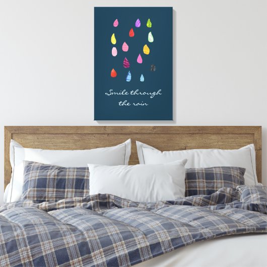 Smile through the rain quote canvas afdruk (Insitu (Slaapkamer))