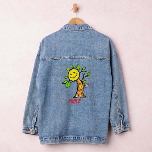 "Smile Tree" Positieve Vibes Denim Jacket (Hangar)