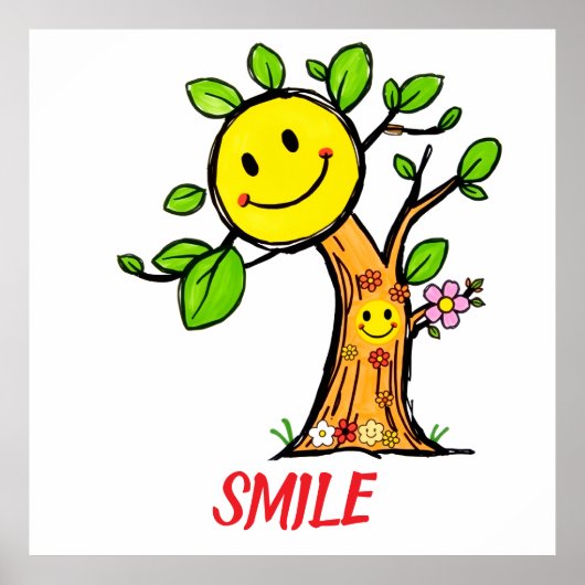"Smile Tree" Positieve Vibes Poster (Voorkant)