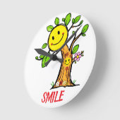 "Smile Tree" Positieve Vibes Ronde Klok (Hoek)