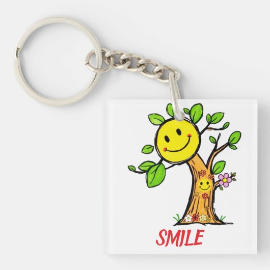 "Smile Tree" Positieve Vibes Sleutelhanger (voorkant)