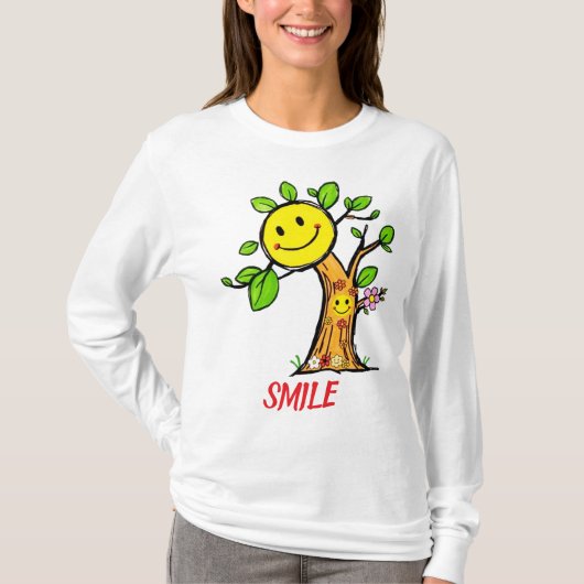 "Smile Tree" Positieve Vibes T-shirt (Voorkant)