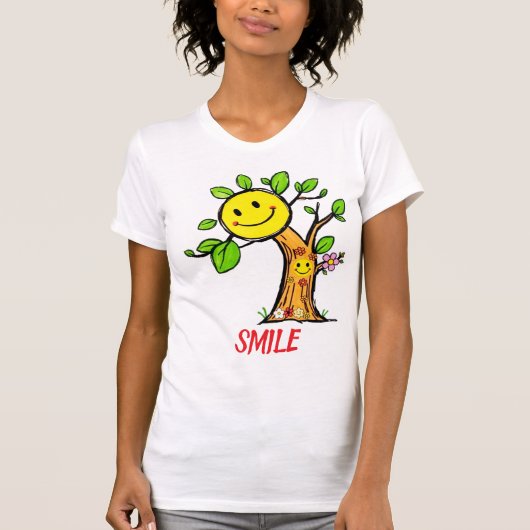 "Smile Tree" Positieve Vibes T-shirt (Voorkant)