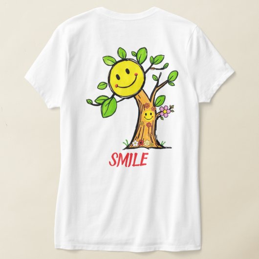 "Smile Tree" Positieve Vibes T-shirt (Laag Achter)