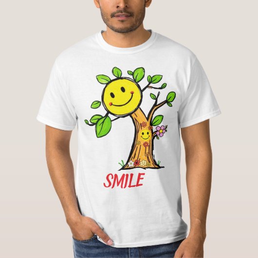 "Smile Tree" Positieve Vibes T-shirt (Voorkant)