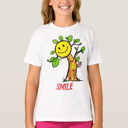 "Smile Tree" Positieve Vibes T-shirt (Voorkant)
