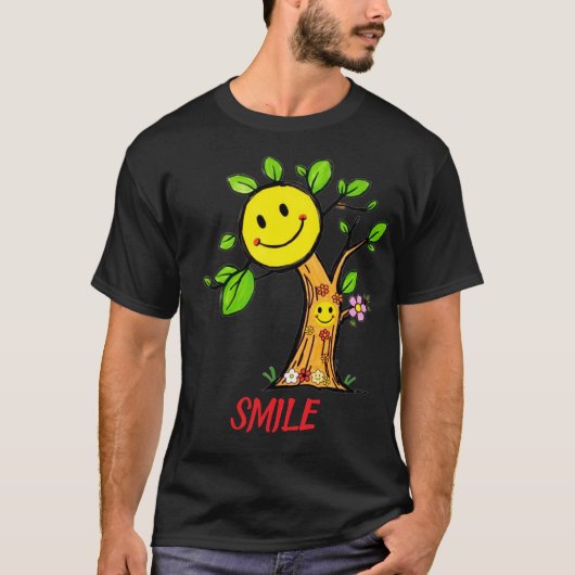 "Smile Tree" Positieve Vibes T-shirt (Voorkant)