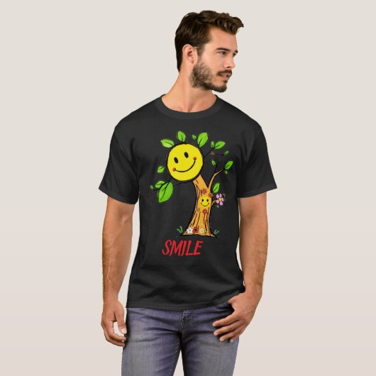 "Smile Tree" Positieve Vibes T-shirt (Voorkant volledig)