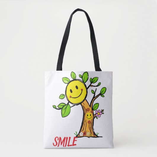 "Smile Tree" Positieve Vibes Tote Bag (Voorkant)