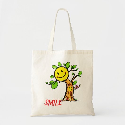 "Smile Tree" Positieve Vibes Tote Bag (Voorkant)