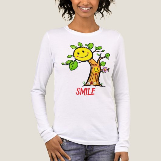 "Smile Tree" Positieve Vibes Tri-Blend Shirt (Voorkant volledig)