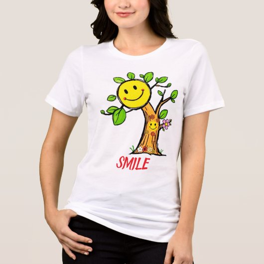 "Smile Tree" Positieve Vibes Tri-Blend Shirt (Voorkant)