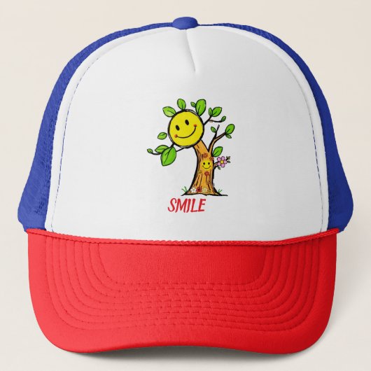 "Smile Tree" Positieve Vibes Trucker Pet (Voorkant)