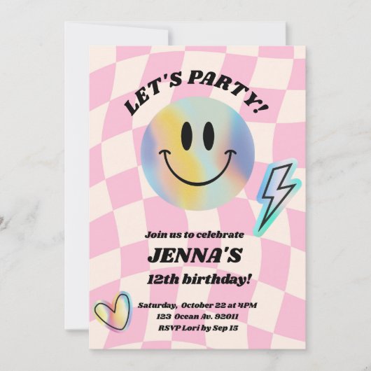 Smile Trendy Retro Verjaardag Kaart (Voorkant)