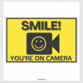 Smile u bent On Camera Sign, Video Surveillance S Sticker (Vel)