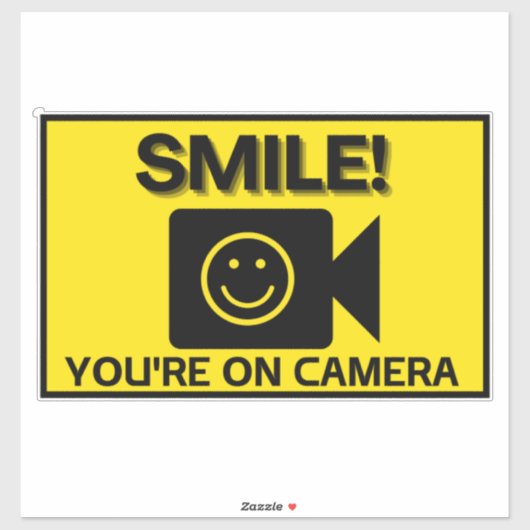 Smile u bent On Camera Sign, Video Surveillance S Sticker (Vel)