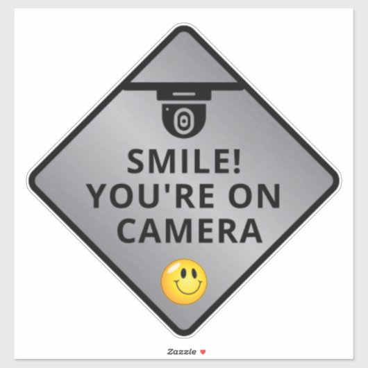 Smile u bent On Camera Sign, Video Surveillance S Sticker (Vel)