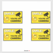 Smile u bent On Camera Sign, Video Surveillance S Sticker (Vel)