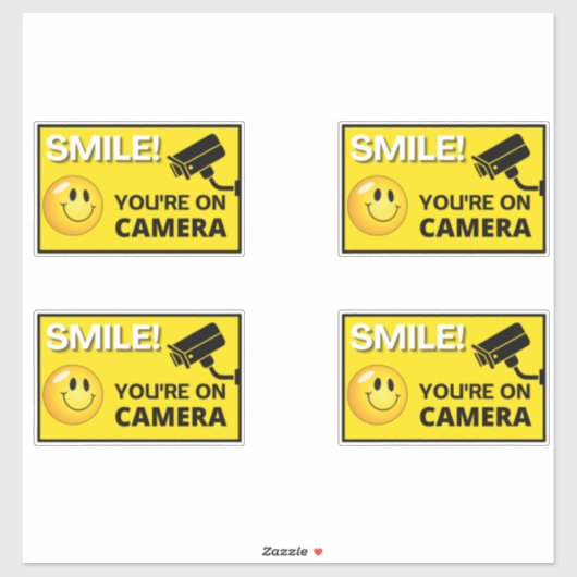 Smile u bent On Camera Sign, Video Surveillance S Sticker (Vel)