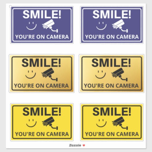 Smile u bent On Camera Sign, Video Surveillance S Sticker (Vel)