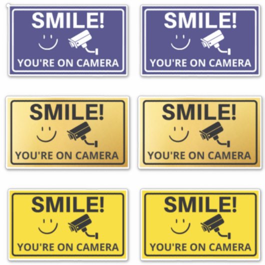 Smile u bent On Camera Sign, Video Surveillance S Sticker (Voorkant)