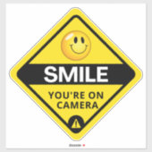 Smile u bent On Camera Sign, Video Surveillance S Sticker (Vel)