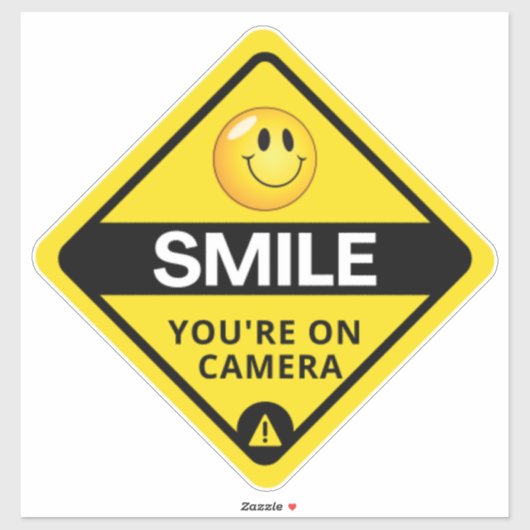 Smile u bent On Camera Sign, Video Surveillance S Sticker (Vel)