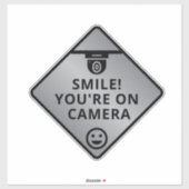 Smile u bent On Camera Sign, Video Surveillance S Sticker (Vel)