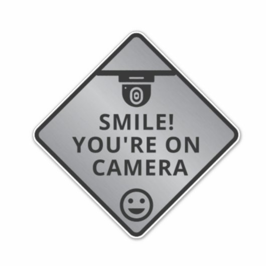 Smile u bent On Camera Sign, Video Surveillance S Sticker (Voorkant)