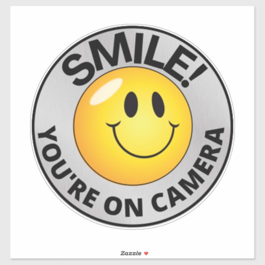 Smile u bent On Camera Sign, Video Surveillance S Sticker (Vel)