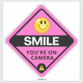 Smile u bent On Camera Sign, Video Surveillance S Sticker (Vel)